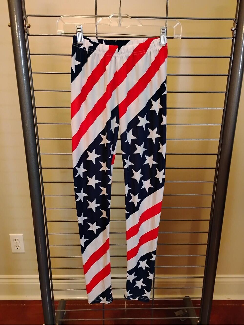 True Rock Women's American Flag Patriotic  Leggings‎ Size Small